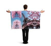 Drapeau corporel portable imprimé de la Tour Eiffel de Paris, avec manches, cape éventail pour événements sportifs, bars, fêtes et célébrations de rue