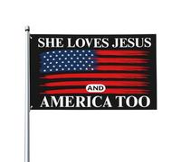 Drapeau Corsaire 90X150cm, Elle aime Jésus et l'Amérique aussi Décoratifs Drapeau de Vacances avec œillets Bannière Extérieure pour Jardin Fête Balcon