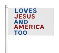 Drapeau Corsaire 90X150cm, Elle aime Jésus et l'Amérique aussi Double Couture Drapeau Pirate Couleurs Vives Bruant pour Décorations Maison Extérieur