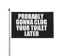 Drapeau Corsaire 90X150cm, Je vais probablement boucher vos toilettes plus tard avec œillets Drapeaux Décoratifs Flags pour Intérieur Anniversaire Décorations