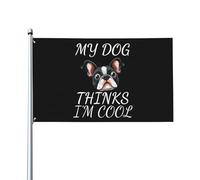 Drapeau Corsaire 90X150cm, Mon chien pense que je suis un chien terrier cool Décoratifs Drapeau de Vacances Personnalisé Bruant pour manif Maison Restaurant