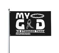 Drapeau Corsaire 90X150cm, Mon Dieu est plus fort que le combattant de la sensibilisation au cancer neuroendocrinien Double Couture Drapeaux avec œillets Bannière Extérieure pour Bar manif