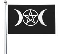 Drapeau Corsaire 90X150cm, Pentacle de la Triple Lune Païen Renforcé Drapeau Décoratifs Suspendus Fanion pour Intérieur Célébration Balcon