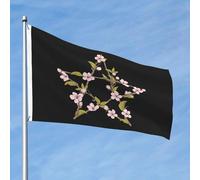 Drapeau Corsaire 90X150cm, Un symbole d'étoile à cinq branches composé de branches et de fleurs Roses Renforcé Drapeaux Couleurs Vives Flags pour Anniversaire Maison Célébration