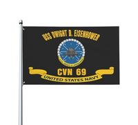 Drapeau Corsaire 90X150cm, USS Dwight D. Eisenhower 69 Double Couture Drapeaux Couleurs Vives Suspendus Fanion pour Anniversaire Célébration Événements
