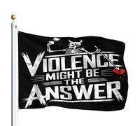 Drapeau Corsaire Avec Œillets Drapeaux La Violence Pourrait Être La Réponse Crâne De Pirate Amusant Double Couture Bannière Extérieure Pour Maison Bar Manif 90X150Cm