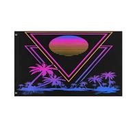 Drapeau Corsaire Couleurs Vives Drapeaux Esthétique Vaporwave Des Années 90 Palmiers Art Des Années 80 Synthwave Avec Œillets Bruant Pour Jardin Restaurant Maison 90X150Cm