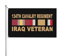 Drapeau Corsaire Décoratifs Drapeaux Ancien Combattant De La Guerre En Irak Du 134E Régiment De Cavalerie De L'Armée Américaine Renforcé Bruant Pour Intérieur Décorations Fête 90X150Cm