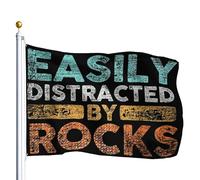 Drapeau Corsaire Double Couture Drapeaux Facilement Distrait Par Les Rochers Drôle De Géologie Amoureux Des Rochers Couleurs Vives Bannière Extérieure Pour Décorations Restaurant Fête 90X150Cm