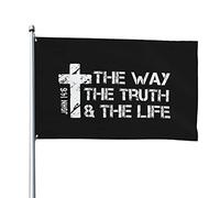 Drapeau Corsaire Double Couture Drapeaux Le Chemin, La Vérité, La Vie Jean 14:6 Livre Verset Christianisme Foi Renforcé Bruant Pour Bar Manif Événements 90X150Cm