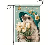 Drapeau Corsaire Hérisson Fleur Chapeau Tulipe Papillon Nature Art Drapeaux Résistants Aux Intempéries Décoratifs Bunting Pour Balcon Décorations Jardin 70X102Cm