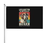 Drapeau Corsaire La vie est meilleure avec un boxeur Drapeaux 90X150cm | Couleurs Vives Bannière Extérieure Décoratifs Drapeau de Vacances pour Intérieur Maison Balcon