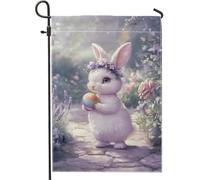 Drapeau Corsaire Lapin de Pâques mignon avec un œuf coloré Renforcé Suspendus Fanion Personnalisé Drapeau Pirate pour Fête Intérieur 30x45cm