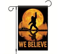 Drapeau Corsaire Nous Croyons Que Le Reflet De La Pleine Lune D'Halloween Sur Le Lac En Automne Drapeaux Double Couture Avec Œillets Bannière Extérieure Pour Restaurant Célébration 70X102Cm