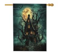 Drapeau Corsaire Paysage D'Horreur Effrayant Et Hanté D'Halloween Drapeaux Avec Œillets Décoratifs Bannière Extérieure Pour Restaurant Intérieur Célébration 70X102Cm