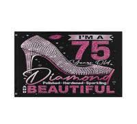 Drapeau Corsaire Renforcé Drapeaux C'Est Mon 75E Anniversaire ! Rose 75 Ans Anniversaire Qu-En Résistant À La Décoloration Bannière Extérieure Pour Jardin Balcon Fête 90X150Cm