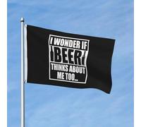 Drapeau Corsaire Renforcé Drapeaux Je Me Demande Si La Bière Pense Aussi À Moi Résistant À La Décoloration Bannière Extérieure Pour Événements Manif Maison 90X150Cm