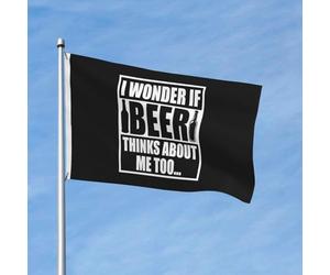 Drapeau Corsaire Renforcé Drapeaux Je Me Demande Si La Bière Pense Aussi À Moi Résistant À La Décoloration Bannière Extérieure Pour Événements Manif Maison 90X150Cm
