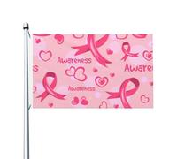 Drapeau Corsaire Renforcé, Ruban Et Cœur Sur Le Thème Du Cancer Du Sein Double Couture Bannière Extérieure Pour Balcon Fête Drapeaux 90X150Cm