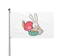 Drapeau Corsaire Renforcé, Un Drôle De Lapin À La Chasse Aux Œufs Décoratifs Bruant Pour Célébration Intérieur Drapeaux 90X150Cm