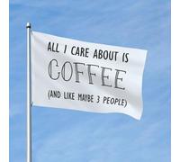 Drapeau Corsaire Résistants Aux Intempéries Drapeaux Tout Ce Qui M'Intéresse, C'Est Le Café Et Peut-Être 3 Personnes Personnalisé Bannière Extérieure Pour Restaurant Extérieur 90X150Cm