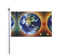 Drapeau Cosmic Earth imprimé double face (91,4 x 152,4 cm), grand drapeau de jardin, décoration extérieure festive