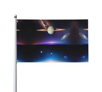 Drapeau cosmique de Saturne. Imprimé sur un seul côté, 0,9 x 1,5 m, léger et fluide, adapté pour une utilisation en intérieur et en extérieur.