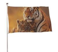 Drapeau Coucher de soleil sur le tigre Drapeaux 90X150cm | Décoratifs Suspendus Fanion avec œillets Drapeau Corsaire pour Célébration Événements Bar