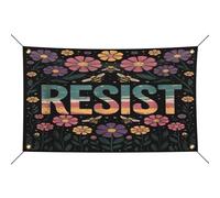 Drapeau Couleurs Vives Drapeaux Résister Aux Fleurs Politique Féministe Personnalisé Bannière Extérieure Pour Manif Jardin Restaurant 90X150Cm