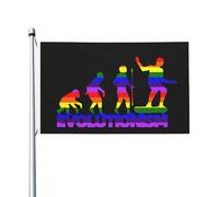 Drapeau Couleurs Vives, L'Évolution De L'Homme Rainbow, L'Orang-Outan Renforcé Bruant Pour Fête Balcon Drapeaux 90X150Cm