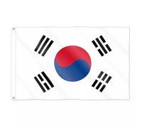 Drapeau Coupe du Monde 2026 - Drapeau national officiel 1,5 m x 90 cm, double face, avec œillets en laiton, États-Unis, Canada, Mexique (Corée du Sud)