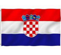 Drapeau Coupe du Monde 2026 - Drapeau national officiel 1,5 m x 90 cm, double face, avec œillets en laiton, États-Unis, Canada, Mexique (Croatie)