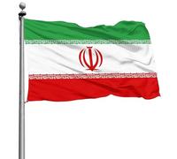 Drapeau Coupe du Monde 2026 - Drapeau national officiel 1,5 m x 90 cm, double face, avec œillets en laiton, États-Unis, Canada, Mexique (Iran)