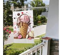 Drapeau crème glacée pour extérieur et intérieur - Pour le printemps, l'été, l'automne, l'hiver - Avec œillets verticaux double face - Pour décoration de cour