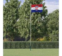 Drapeau Croatie avec mât de 6,08 m en aluminium - Kit pour jardin, événements sportifs et extérieur