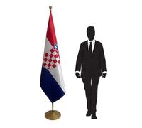 Drapeau Croatie avec pied et mât - drapeau diplomatique pour cérémonies, conférences, événements protocolaires dans ambassades, universités, écoles et administrations publiques. Code CN7-HR