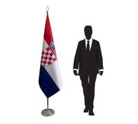 Drapeau Croatie avec pied et mât - drapeau protocolaire officiel pour ambassades, consulats, ministères, universités, écoles, collectivités et salles de conférence. Code CN1-HR-L