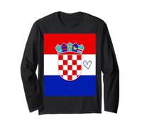 Drapeau Croatie Cœur Fière du Patrimoine Fête Nationale Manche Longue