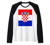 Drapeau Croatie Cœur Fière du Patrimoine Fête Nationale Manche Raglan