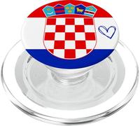 Drapeau Croatie Cœur Fière du Patrimoine Fête Nationale PopSockets PopGrip pour MagSafe