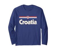 Drapeau Croatie Rétro Hrvatska Bleu Croate Manche Longue