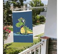 Drapeau crocodile de dessin animé 61 x 91 cm pour extérieur, intérieur, printemps, été, automne, hiver, drapeaux de jardin avec œillets verticaux double face, drapeaux de vacances bannière pour