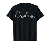 Drapeau cubain cursif Minimaliste en Forme de cœur T-Shirt
