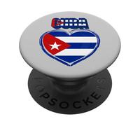 Drapeau cubain en Forme de cœur de la République Patriotique de Cuba PopSockets PopGrip Adhésif