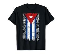 Drapeau cubain Vertical Vieilli avec Symboles Tribaux Anciens T-Shirt