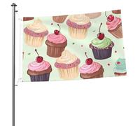 Drapeau cupcake 6,1 x 0,9 m avec impression double face pour l'extérieur, les vacances, bannière cadeau avec œillets, toile de fond pour photo pour décoration intérieure et extérieure