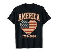 Drapeau cœur 1776 2026 4 Juillet 250e Anniversaire pour Femmes Filles T-Shirt