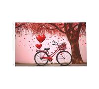 Drapeau Cœur De Fleur D'Amour Bannière De Drapeaux Décoration Lavable Bannière À Œillets, Pour Les Défilés, D'Intérieur, Balcon, 90X150Cm