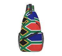 Drapeau d'Afrique du Sud. C'est un sac à bandoulière décontracté pour homme avec une grande capacité de stockage et une poche plaquée de chaque côté. Noir, taille unique