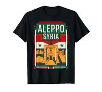 Drapeau d'Alep Syrie Citadelle Forteresse Art Vintage T-Shirt